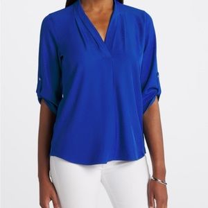 Calvin Klein V Neck Rolled Sleeve Blouse